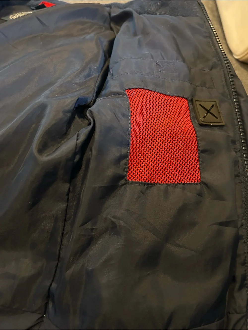 12M Polo Ralph Lauren Navy Puffer Jacket with Red Pony detachable hood EUC